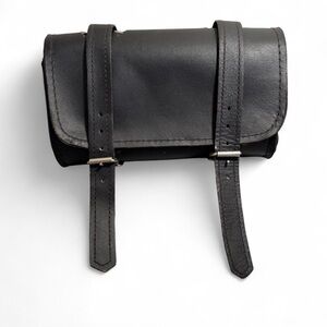 Source Unknown Black Leather Roll Bag for motorcycle